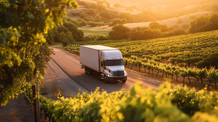 Caminhão enviando vinho representando transporte de vinhos